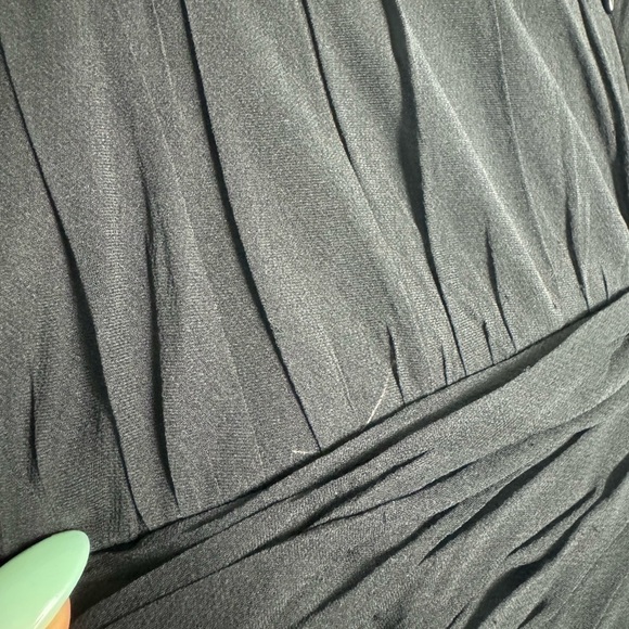 Rickie Freeman for Teri Jon Black 100% Silk 90s Y2K Rosette Strap Mini Dress 14 - Picture 6 of 16